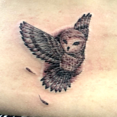 B&G 腰に「フクロウ」のタトゥー